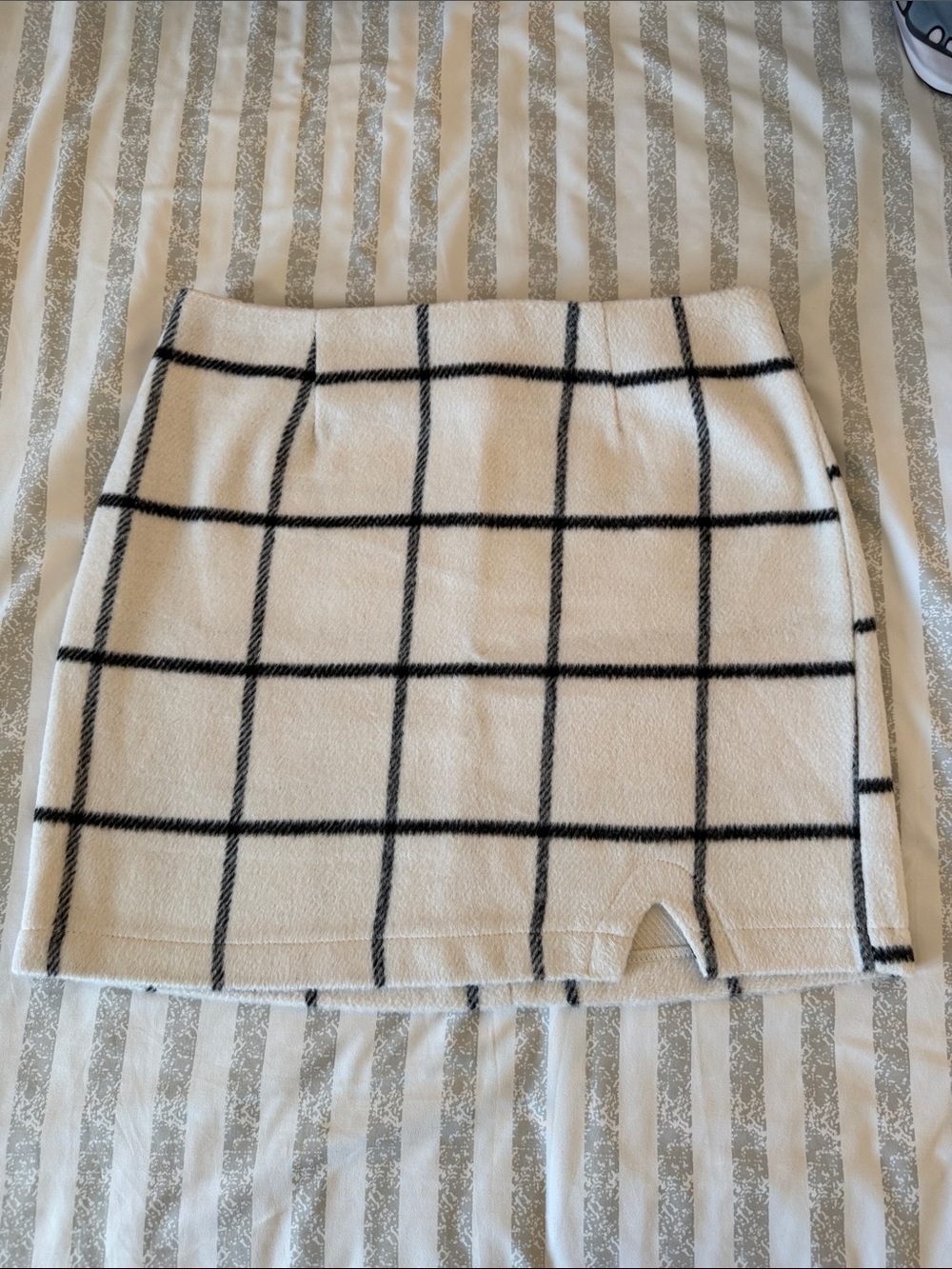 Lulu’s Cream Windowpane Knit Mini Skirt
